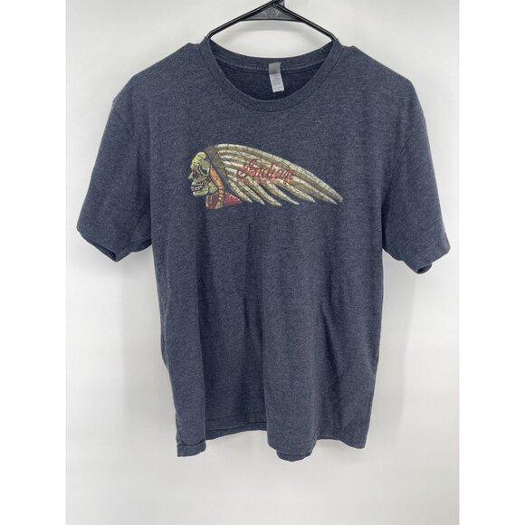 Next Level Tops - INDIAN MOTORCYCLE LOGO GRAPHIC T SHIRT Womens Lg Biker Moto Bikercore Gray